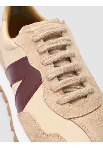 %100 Hakiki Deri Bej Kadın Sneaker Bej