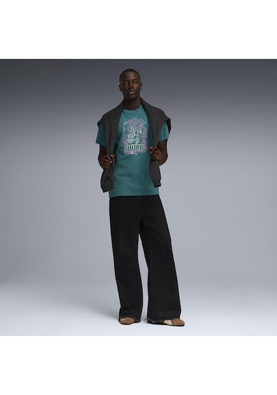 Puma Graphic Erkek Yeşil Günlük Stil T-shirt 63444160 Yeşil