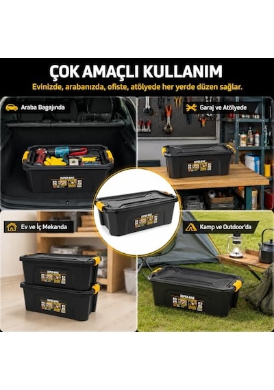 30 L Kapaklı Saklama Kutusu, Ağır Hizmet Plastik Depolama Kutusu, Çok Amaçlı Eşya Düzenleme Ve Saklama Kabı, İ Genel