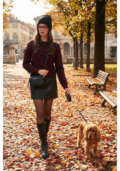Lela Premium Regular Fit Bisiklet Yaka Fiyonk Detaylı Triko Bayan Kazak 680Kz00155 Bordo