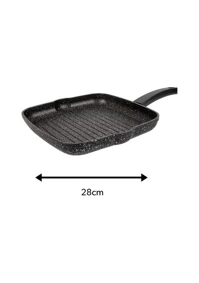 28 Cm Yanmaz Yapışmaz Döküm Izgara Tavası Siyah