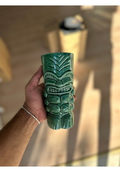 Özel Tasarım Kaslı 600 Ml Tiki Kokteyl Ve İçecek Bardağı Ve Meşrubat Bardağı Yeşil