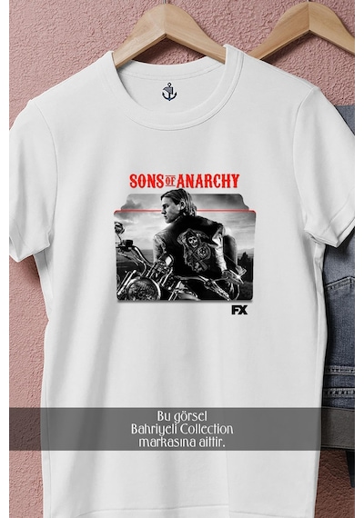 Oversize Sons Of Anarchy Series Tasarımlı Unisex T-shirt Beyaz