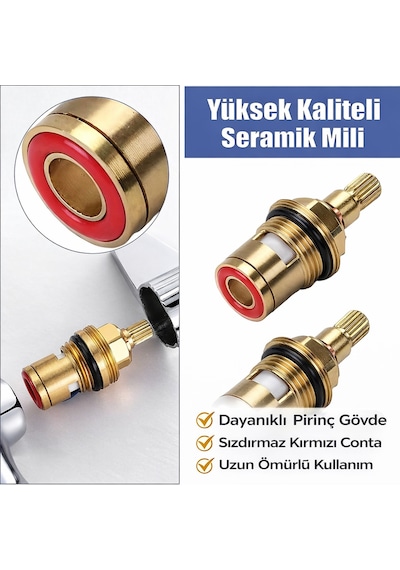 2 Adet Aç Kapa Ara Musluk Taharet Musluğu İç Salmastra Pirinç Gövde Sızdırmaz Conta