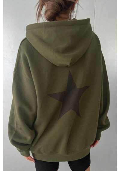 Harmandar Üç İplik Courageous Baskılı Kadın Çimen Kanguru Cepli Kapüşonlu Sweatshirt Hoodie Çimen Harmandar Üç İplik Courageous Baskılı Kadın Çimen Kanguru Cepli Kapüşonlu Sweatshirt Hoodie Çimen