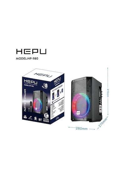 Hp-980 Partybox Bluetooth Hoparlör 8 Hoparlör 60w Güç Rgb Işık Tws Destekli