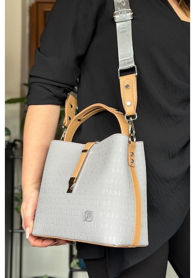 Jps-pamuk Dokuma Uzun Askılı 4 Bölmeli Kadın Çapraz Omuz Ve El Çantası 22cm-20cm-9cm Lb-4002 - Gri