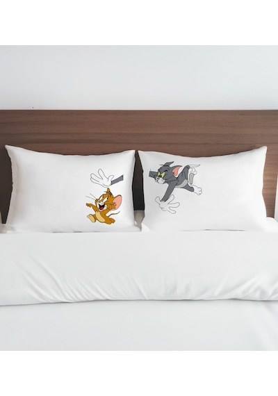 Bk Gift Kişiye Özel Eğlenceli Kedi Tasarımlı Pamuklu 2 Li Yastık Kılıfı Seti-4 50x70cm , Sevgiliye , Ev si, Tasarım Ev Tekstili