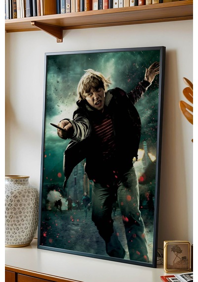 Ron Weasley Özel Tasarım Çerçeveli Tablo - Lüks Harry Potter Aksiyon Posteri Modern Duvar Dekoru Siyah