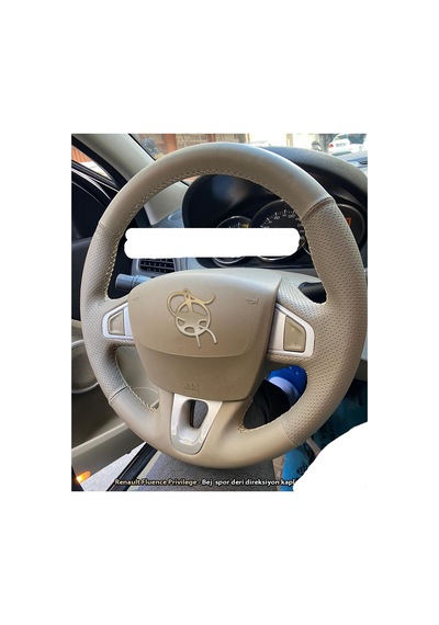 Renault Fluence-Scenic Megane 3 Privilege Tuşlu-DERİSİ SÖKÜLMEDEN Yapılan Bej   direksiyon kılıfı