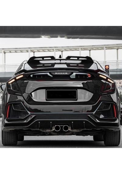 Honda Civic Fk7 İçin Uyumlu Yofer Cam Üstü Spoiler Siyah