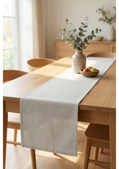 Dekoratif Bohem Runner - Yemek Masası Ve Salon Konsol Örtüsü 50x150 Cm Gri