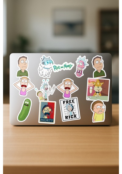 Rick And Morty Çizgi Dizi Telefon Laptop Bullet Journal Yapışkanlı Folyo Sticker Paketi 21 Adet Çok Renkli