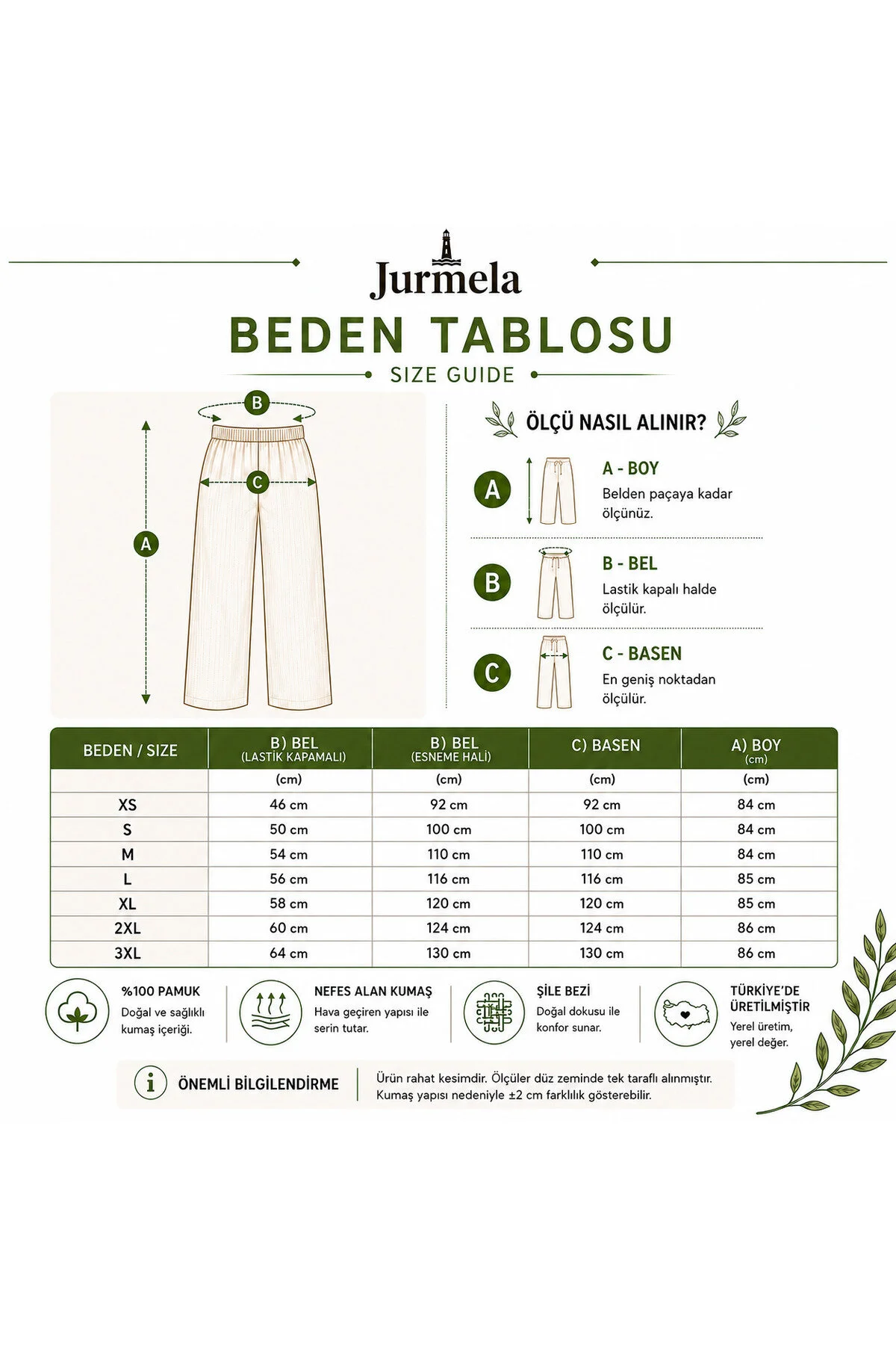 Jurmela Şile Bezi Pamuklu Beli Lastikli Jüpon Rahat Kesim Pantolon Astar Kombinezon İçlik Beyaz Jurmela Şile Bezi Pamuklu Beli Lastikli Jüpon Rahat Kesim Pantolon Astar Kombinezon İçlik Beyaz