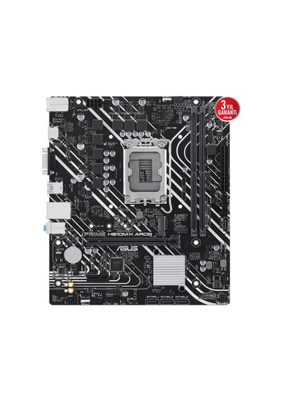 Asus Prıme H610m-k Argb Intel H610 Lga1700 Ddr5 5600 Hdmı Vga M2 Usb3.2 Aura Rgb Matx 96gb A Kadar Ram Desteği, Asus 5x Protectıon Iıı