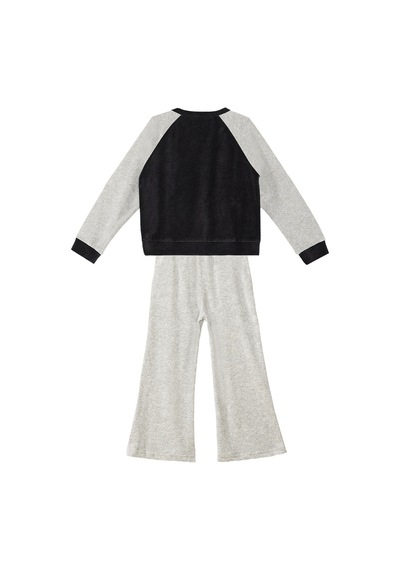 Denokids İkiz Ceylan Kız Çocuk Gri Kadife Eşofman Takım Gri