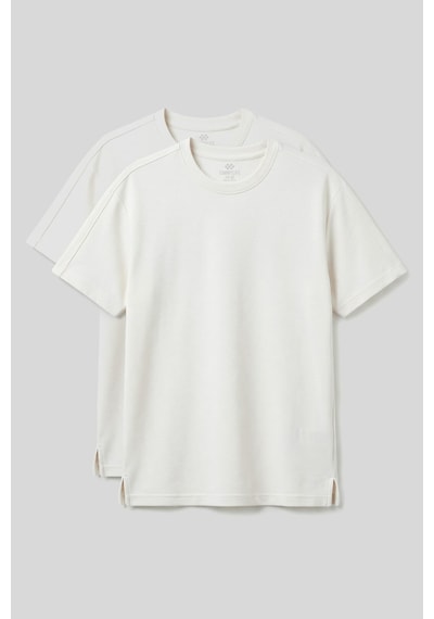 Rahat Form O Yaka 2li Paket Ekru Erkek T-shirt - 88495