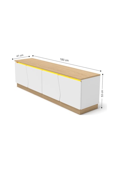 Bohem 180 Cm Tv Ünitesi Ledli Mdf Kapak Ceviz - Beyaz