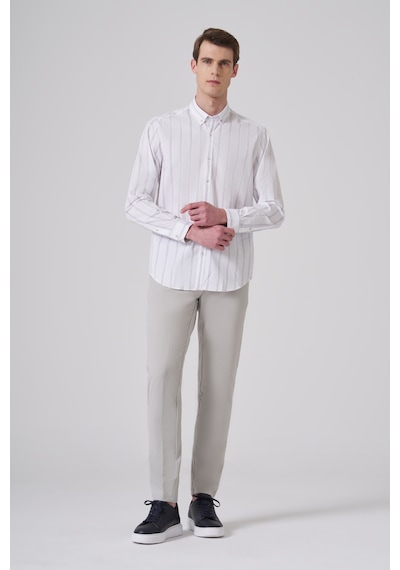 Morven Erkek Lacivert Pamuk Trend Çizgili Dynamic Fit Gömlek 26ms004009200 Lacivert