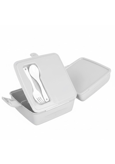 Vera 4 Bölmeli Çatal Kaşıklı Beslenme Kabı - 1300 Ml Beyaz