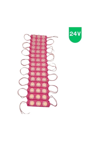24 Volt 3 Watt 3 Lensli Pembe 3030 Smd Led Modül Ip65 10 Adet Modül