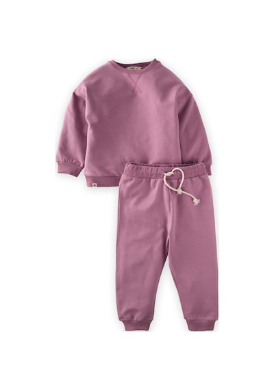 Cigit Basic Karyoka Detaylı Sweatshirt Takım 3-8 Yaş Leylak Leylak