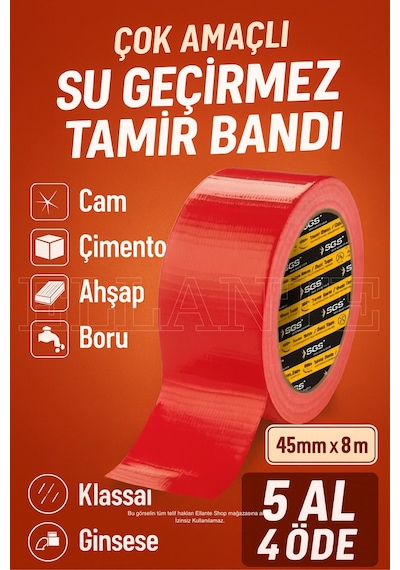 Suya Dayanıklı Tamir Bandı Çadır Bant 48x8 Mt Yüksek Kalite Bant 6 Adet