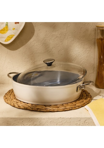 Kitchen Toscana Chef Basık Tencere - Beyaz / Gri - 30 Cm Renkli