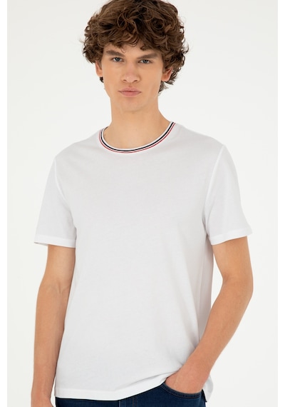U.S. Polo Assn. Erkek Regular Fit Bisiklet Yaka Beyaz Tişört 50294289-VR013