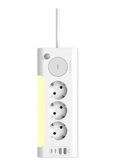 S-link Prz06 3 Soketli 2 Usb 2 Type-c Pd20 2m 306 Joule Tam Bakır Kablolu Beyaz Akım Korumalı Priz 0