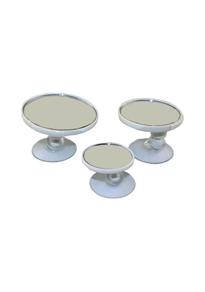 Beyaz Yuvarlak Araba Iç Dikiz Aynası Vantuzlu - 3'lü Set Çapları 5-7-9 Cm Tüm Araçlara Uygundur