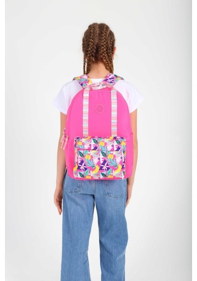 Kaukko Double Stripe Sırt Çantası Pink K1762 Pembe