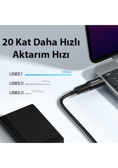 Usb 3.1 To Type-c Dönüştürücü Adaptör Mini Otg Baseus Ingenuity Series Zjjq000101