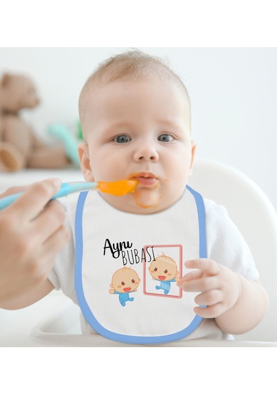 Bk Kids Aynı Bubası Tasarımlı Mavi Bebek Mama Önlüğü Mavi