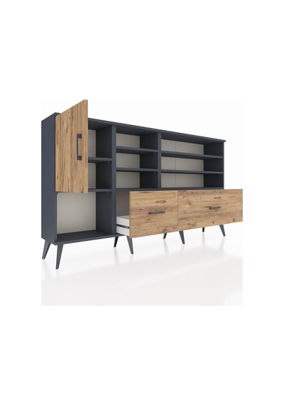 Arges Konsol 8 Raflı 2 Çekmeceli Tek Kapaklı 176x30x99 Antrasit-çam Atlas Çam - Antrasıt Arges Konsol 8 Raflı 2 Çekmeceli Tek Kapaklı 176x30x99 Antrasit-çam Atlas Çam - Antrasıt