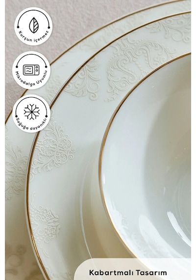 Emsan Elegance Bone Siena 53 Parça 12 Kişilik Yemek Takımı Gold Altın