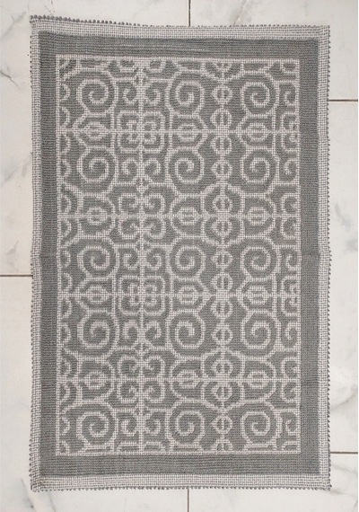 2 Adet Pamuklu Bukle Lüks Kilim 50x80 -spiral Gri Gri
