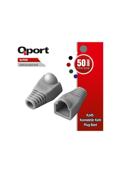 Qport Q-P5G Rj45 Konnektör Kılıfı 50'Li Paket Gri
