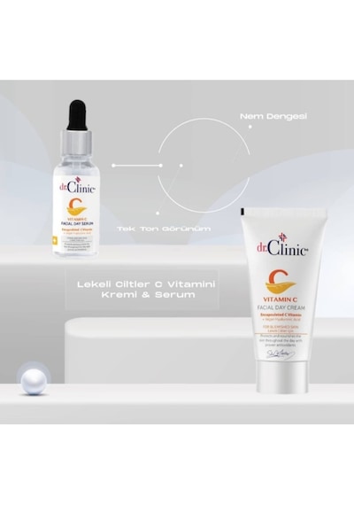 Dr.Clinic Vitamin C Lekeli Ciltler Bakım Kremi 50 ML + Vitamin C Cilt Bakım Serumu 30 ML