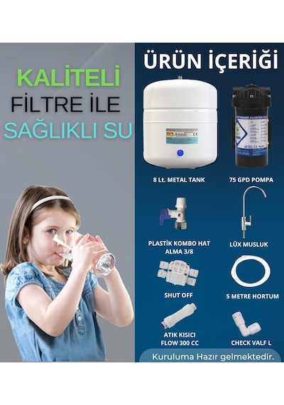 8 LT Metal Tanklı Çift Karbonlu Kapalı Kasa Pompalı Su Arıtma Cihazı