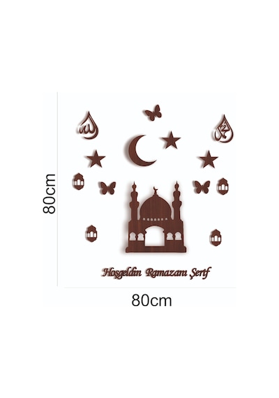 Pey Aksesuar Hoş Geldin Ramazanı Şerif Duvar Süsü Ledli 80 X 80