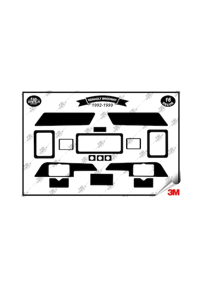 Renault Brodway 1992-1999 Torpido Konsol Trim Göğüs Maun Kaplama Set 16 Parça Siyah