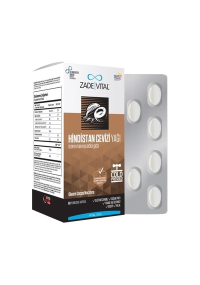 Zade Vital Hindistan Cevizi Yağı 1000 Mg 60 Blister   Kapsül