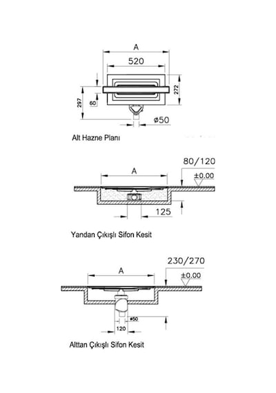 VitrA 59980480000 Eco-Flow V-Flow Dk100 60 Cm Duş Kanalı,Mat Krom Yandan Diğer