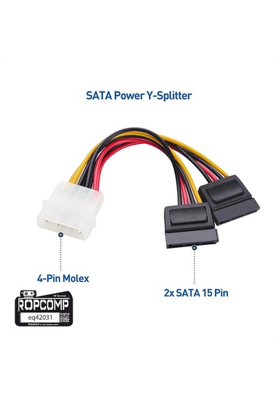 Ropcomp 4-pin Molex Erkek - 15-pin Sata Güç Dönüştürücü Ve Çoklayıcı Kablo
