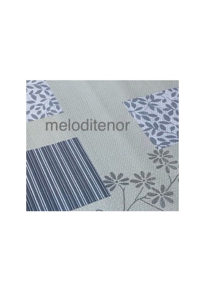Kaydırmaz Taban Krem Gri Kareli Çiçek Desen Pvc Dikdörtgen Muşamba Masa Örtüsü 122x155 Cm Bej