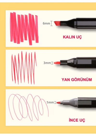 Suhvee 48'li Çift Taraflı Art Marker Keçeli Kalem Seti Çantalı