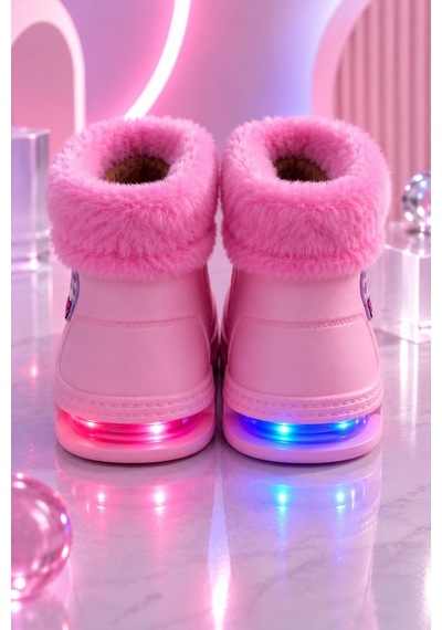 Muggo Muppy Işıklı Kürk Detaylı Unisex Çocuk Günlük Yağmur Ve Kar Botu Pudra