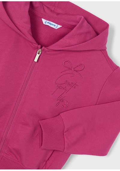 Kız Çocuk Fermuarlı Kapüşonlu Sweatshirt 3457 Fuşya