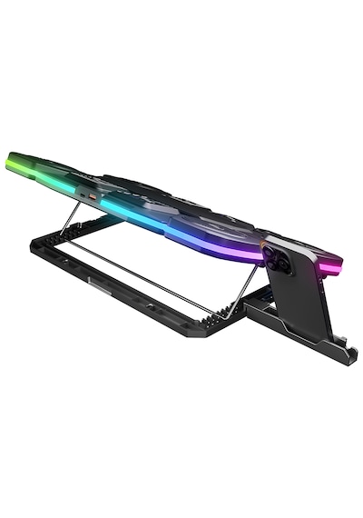 Rampage S50 Glacier Rgb Işıklı 11 Fanlı Lcd Göstergeli 1 Type C 1 Usb Girişli Yükselebilen Notebook Soğutucu